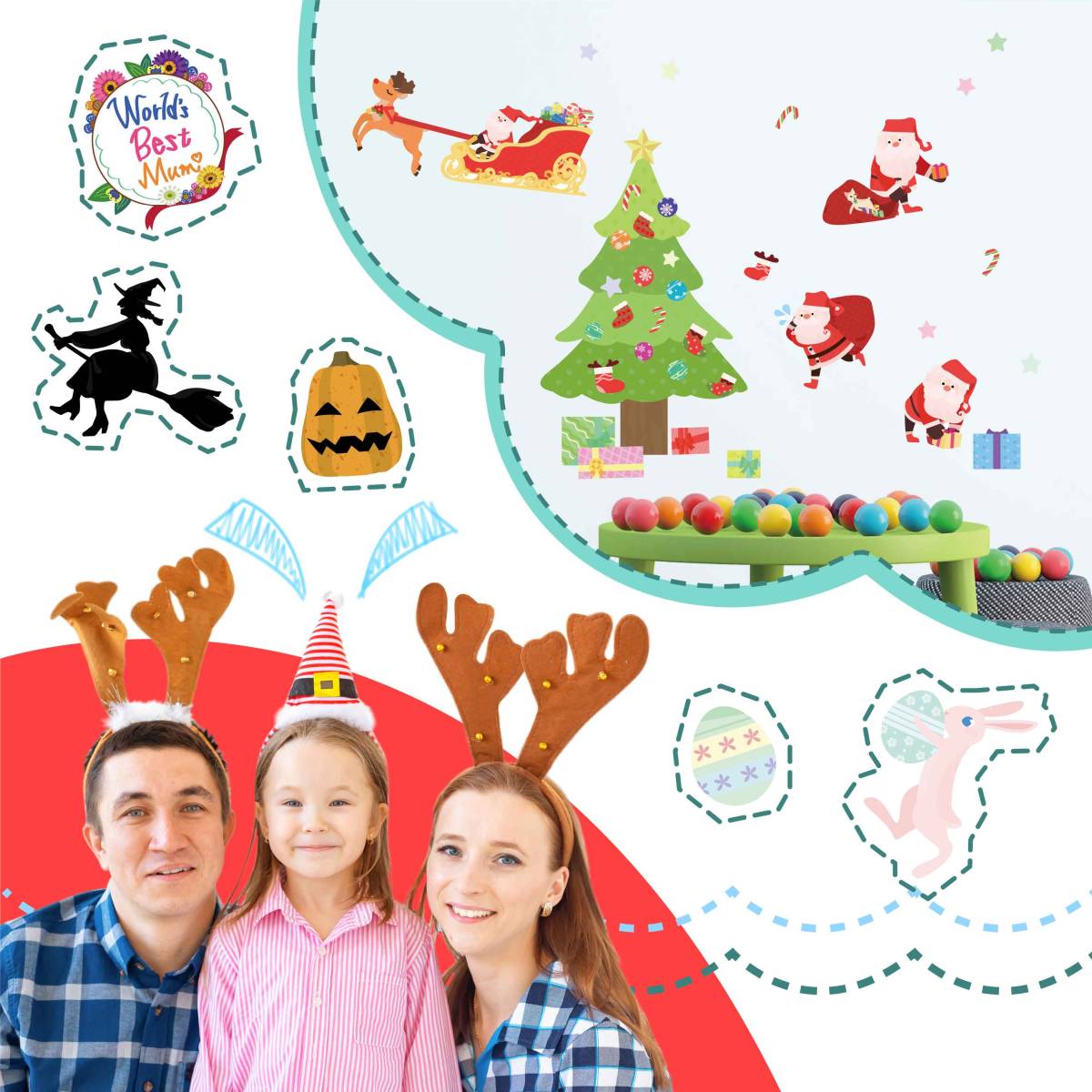 Seasonal Removable Fabric Wall Stickers